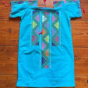Vintage turquoise embroidered dress medium